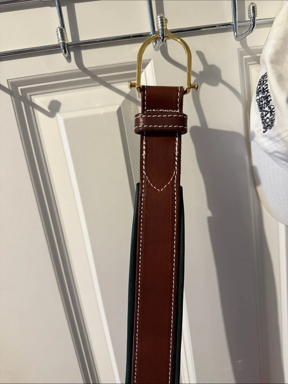 Brand new! Leather Show Belt with Gold Stirrup Buckle - Brown